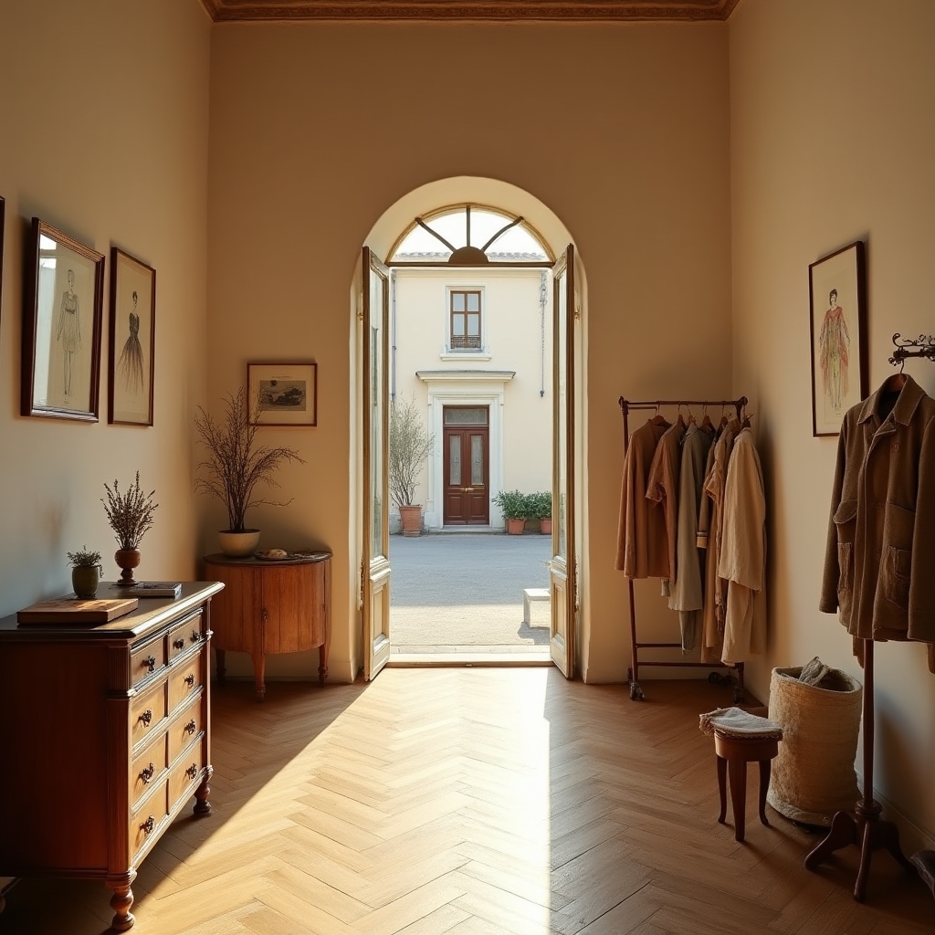 Ingresso e spazio accoglienza dell'atelier sartoriale